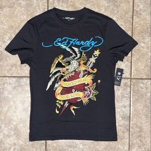 Ed Hardy Black Tee with Colorful Graphic